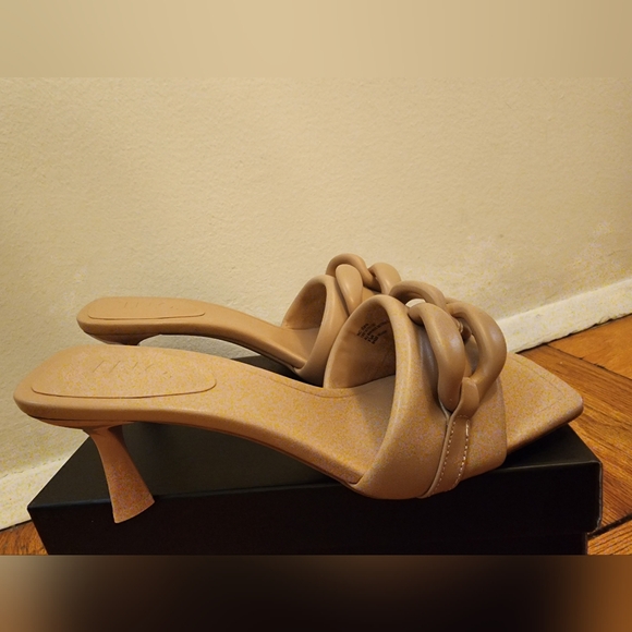 Beige Kitten Heel Slides - Picture 2 of 7